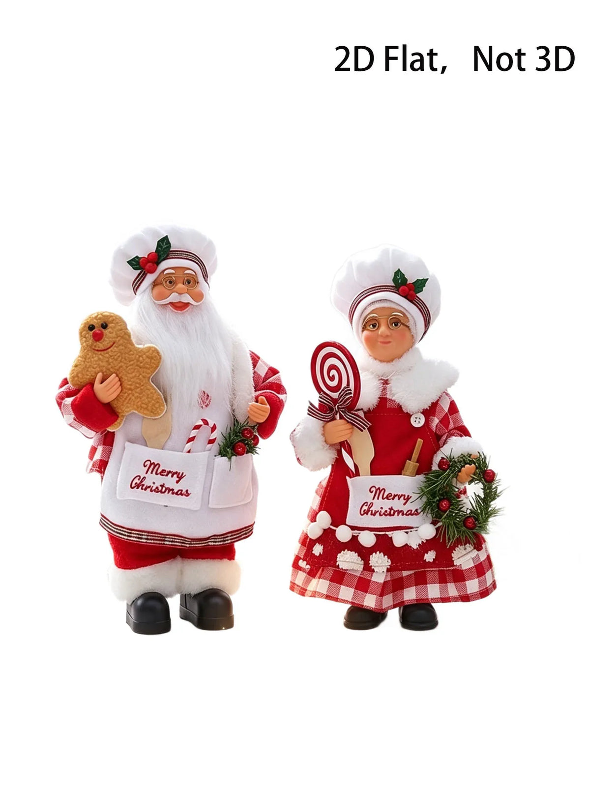 Chef Santa and Mrs Claus Christmas Ornament Set