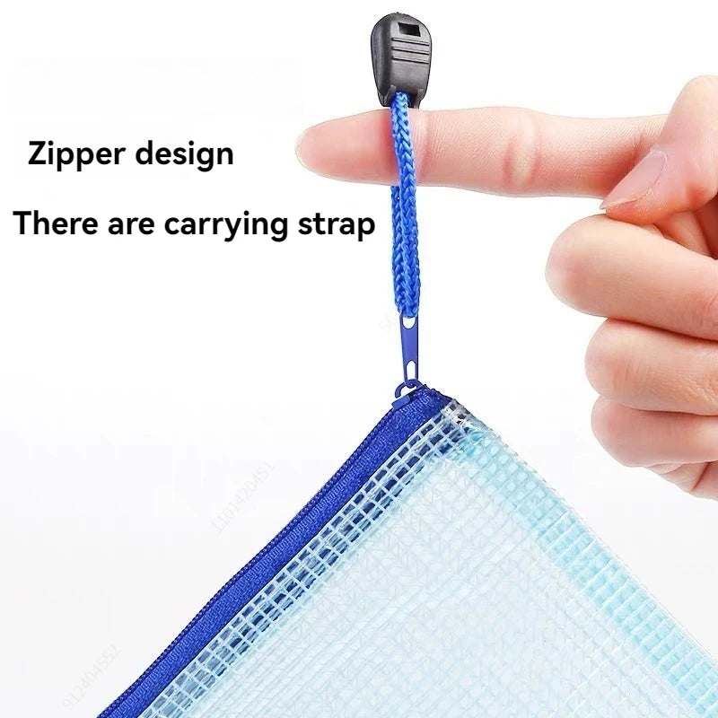 5-100Pcs A4/A5/A6 Stationery Storage Folder File Mesh Zipper Pouch Document Bag Zip File Folders School Office Supplies