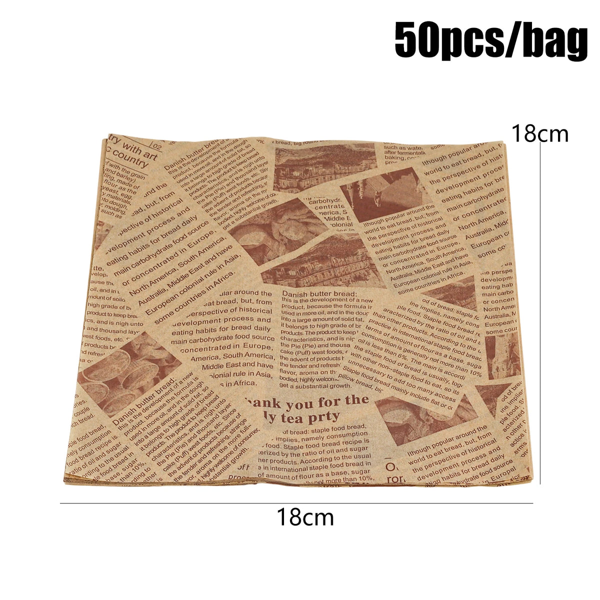 Newspaper-Print Greaseproof Food Wrapping Paper