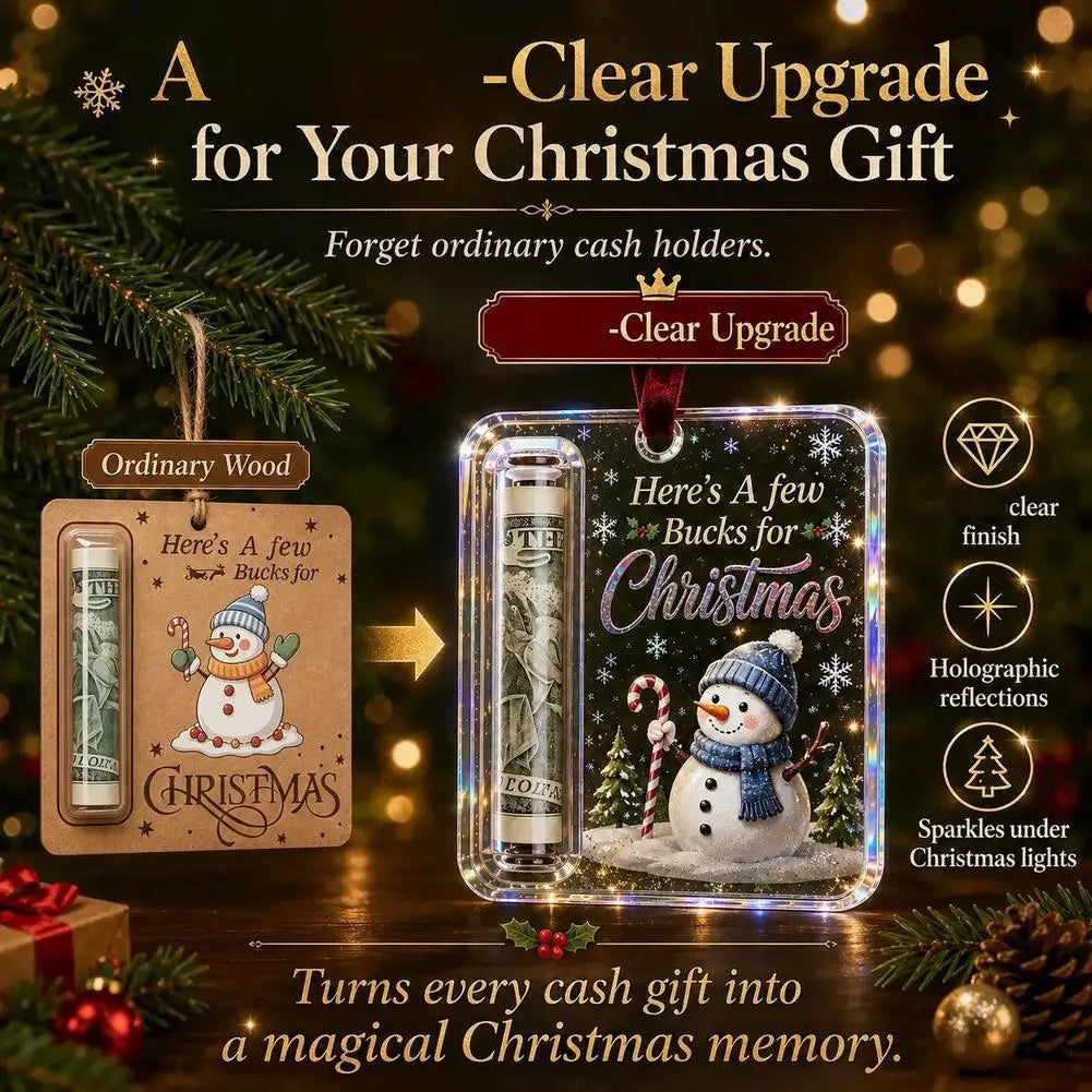 Acrylic Christmas Money Holder Cash Gift Box Christmas Tree Mantel Hanging Decoration Surprise Gift for Xmas Holiday Party Deco