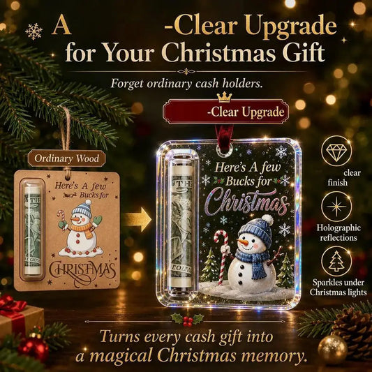 Acrylic Christmas Money Holder Cash Gift Box Christmas Tree Mantel Hanging Decoration Surprise Gift for Xmas Holiday Party Deco