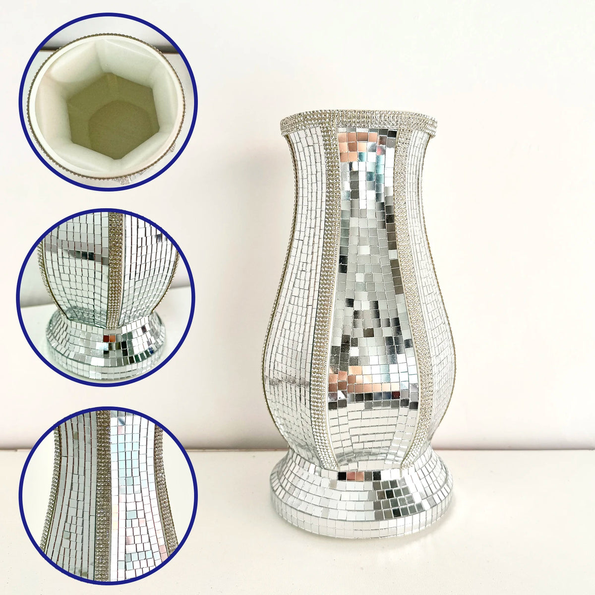 Silver Mirrored Decorative Vase – 24 cm
