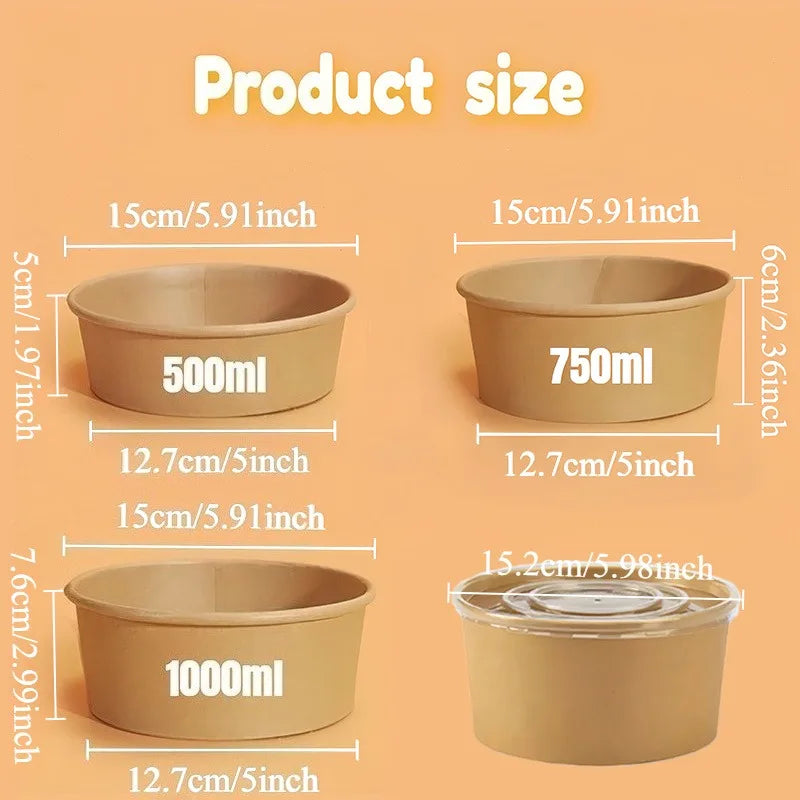 Round Kraft Food Bowls with Lids