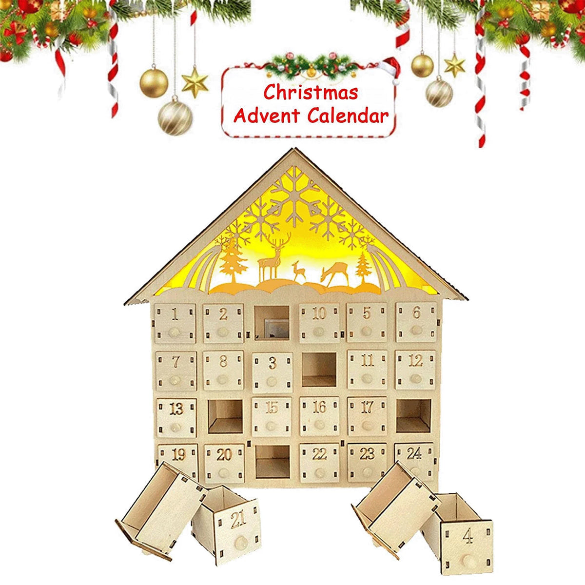 Wooden Musical Village Advent Calendar