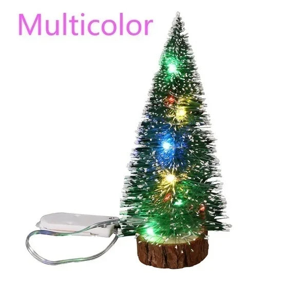 1pc LED Light Mini Artificial Christmas Trees Decorations  Festival Tabletop Miniature Snow Frost Xmas Tree Decor 4Sizes