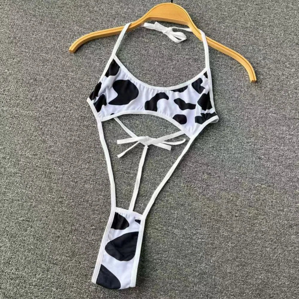 Leopard-Print V-Neck Lace Bodysuit