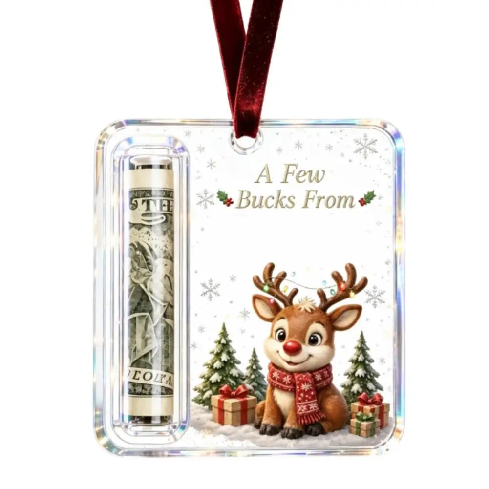 Acrylic Christmas Money Holder Cash Gift Box Christmas Tree Mantel Hanging Decoration Surprise Gift for Xmas Holiday Party Deco
