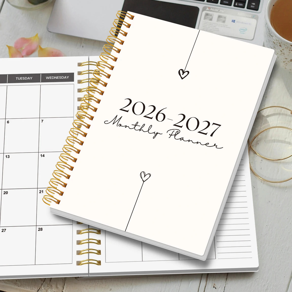 1PC A5 Two year calendar book Weekly & Monthly Planner –  Spiral Organizer with Calendar & Notes, School & Office Supplies