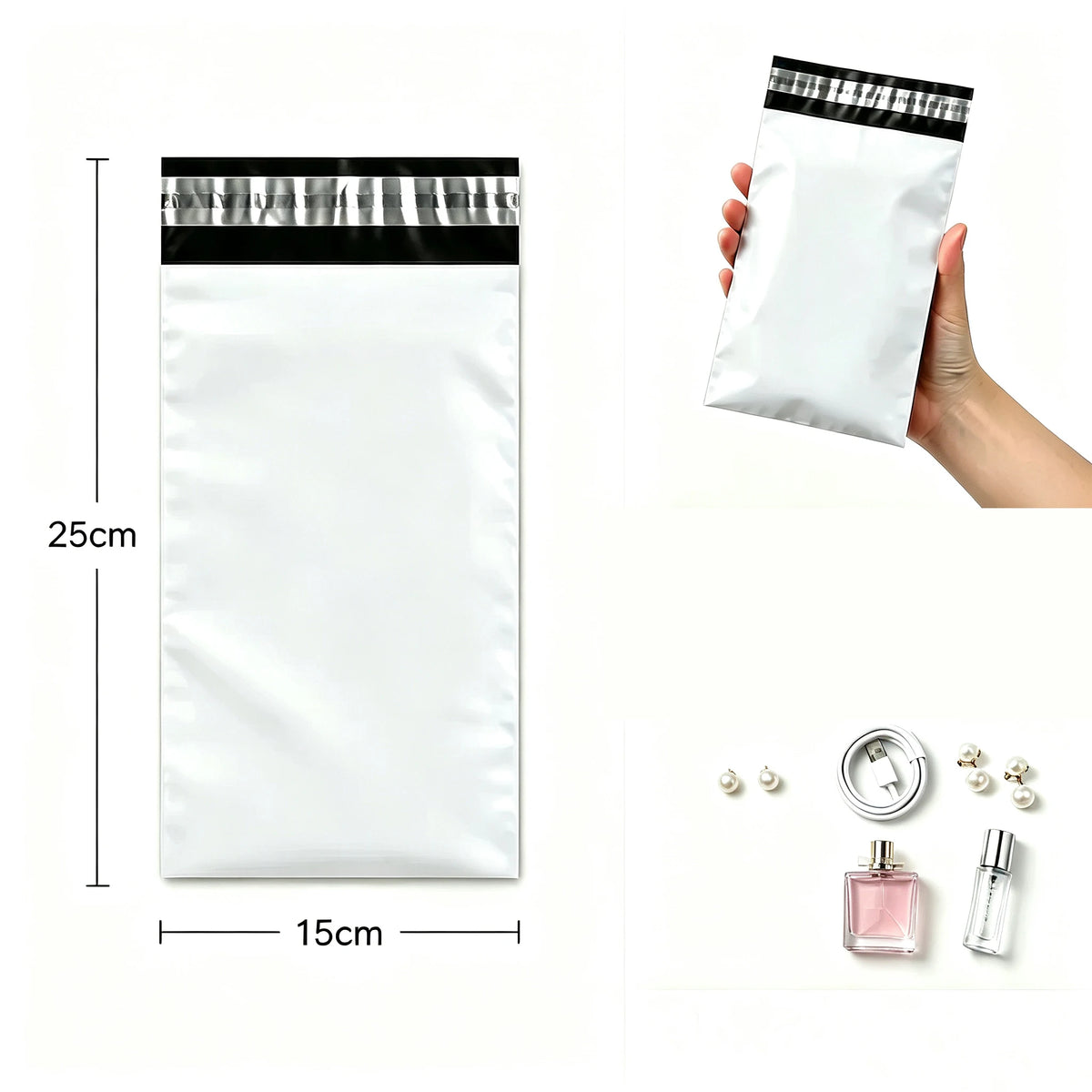 Grey and White Mailing Bags – 50 Pack