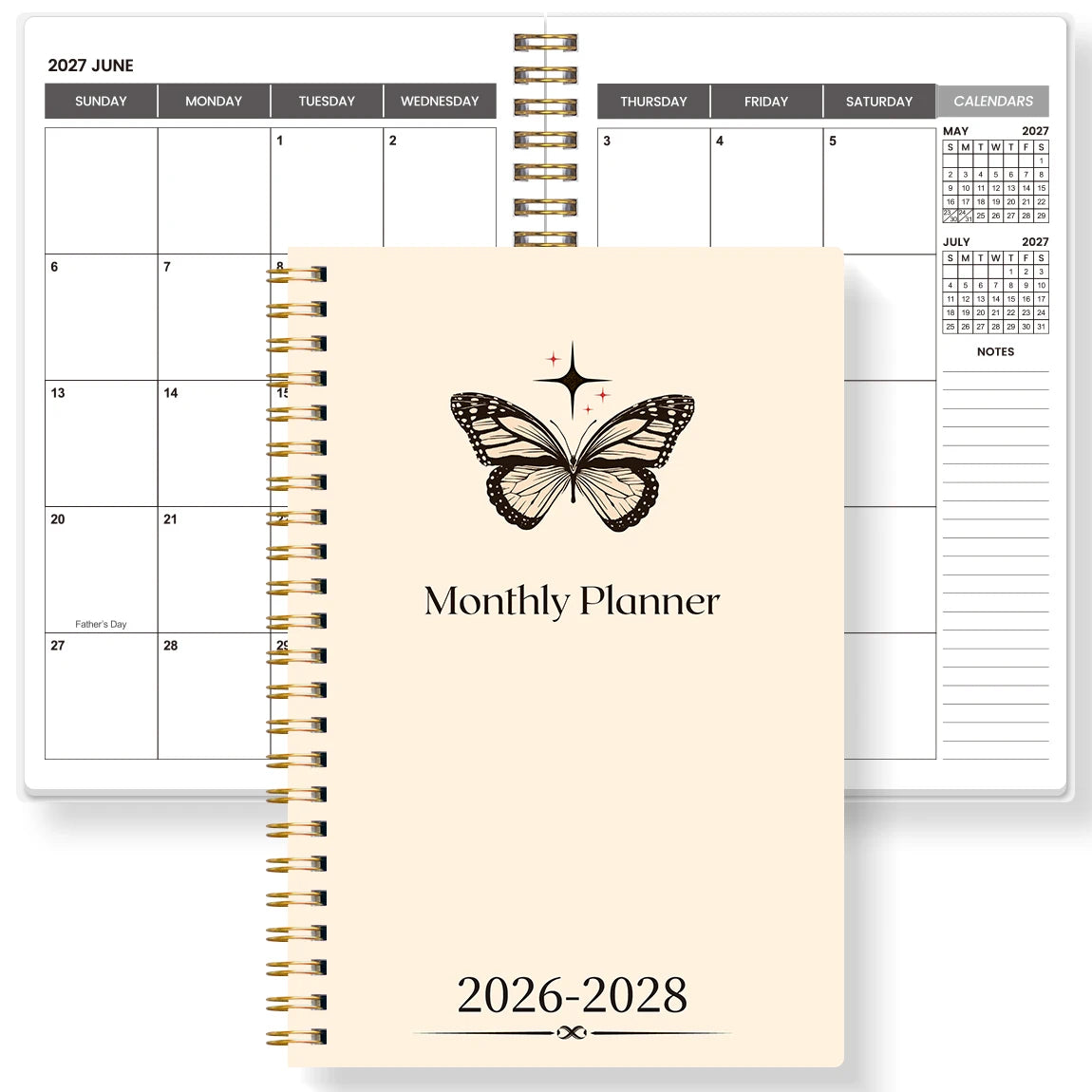 2026-2027 A5 Weekly & Monthly Planner – Jan 2026 to Dec 2027 Spiral Organizer with Calendar & Notes, School & Office Supplies