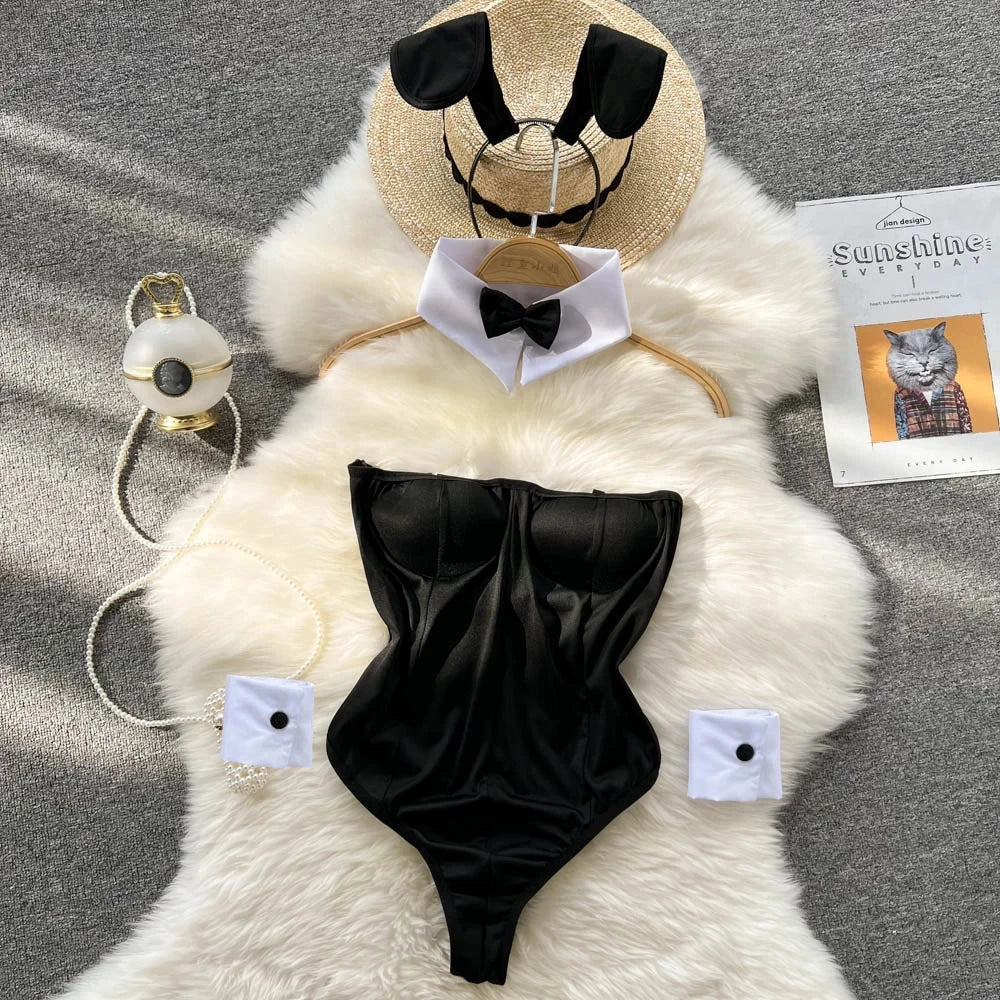 Leopard-Print V-Neck Lace Bodysuit