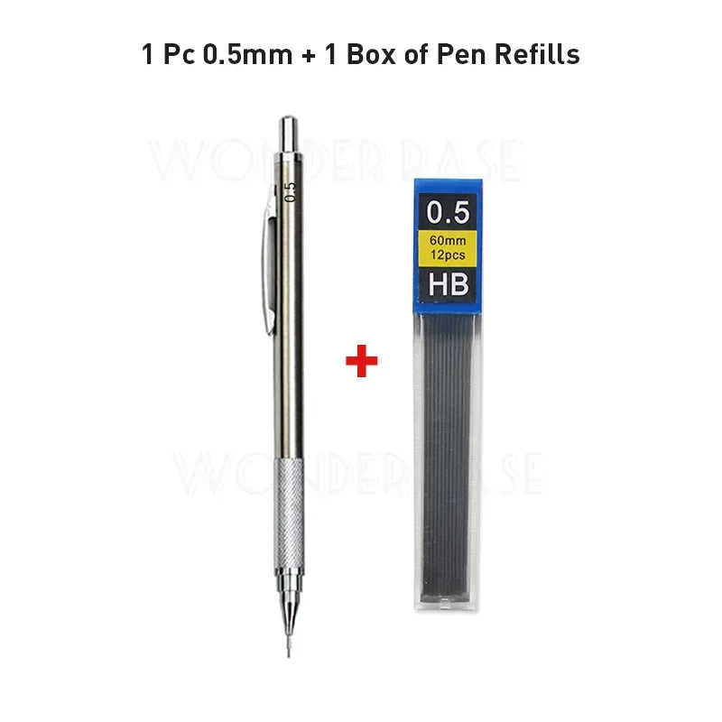 0.3 0.5 0.7 0.9 1.3 2.0 3.0mm Full Metal Mechanical Pencil Sketch Art Drawing Painting Propelling Pencil Office School Supply
