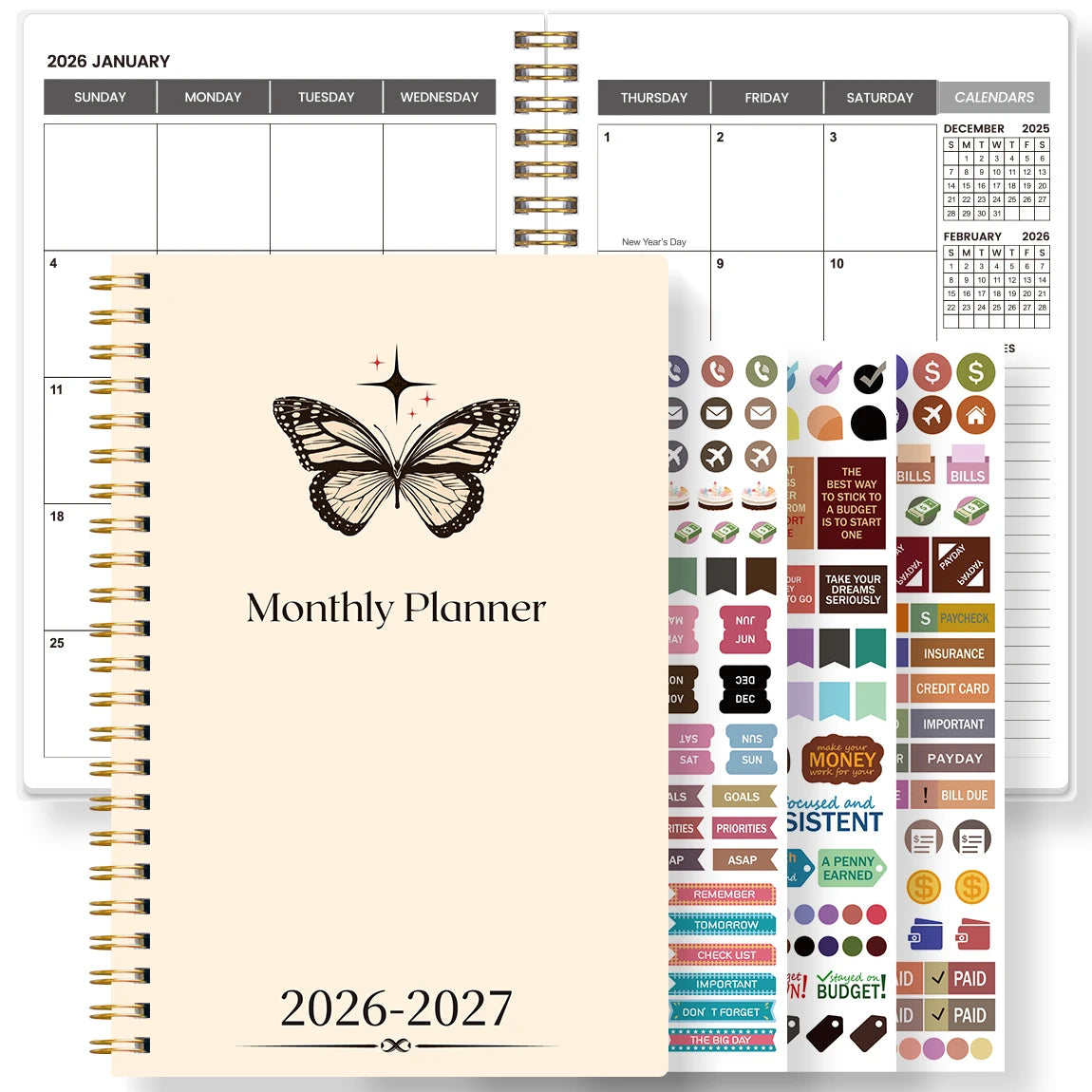 2026-2027 A5 Weekly & Monthly Planner – Jan 2026 to Dec 2027 Spiral Organizer with Calendar & Notes, School & Office Supplies
