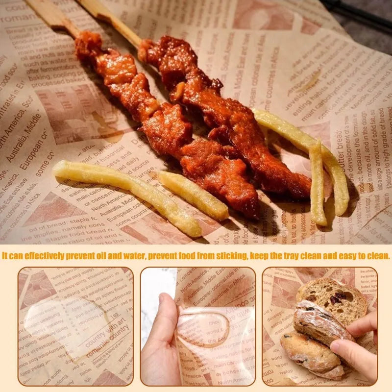 Newspaper-Print Greaseproof Food Wrapping Paper