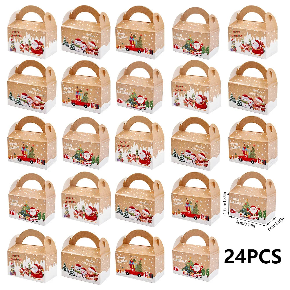 Christmas Kraft Gift Boxes – 24 Pack
