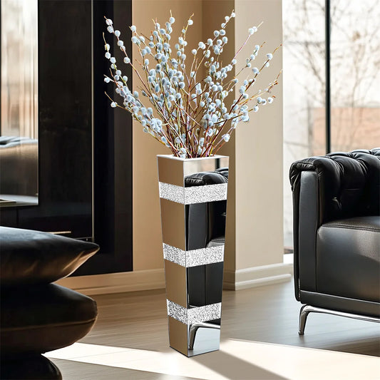 Silver Mirrored Decorative Vase