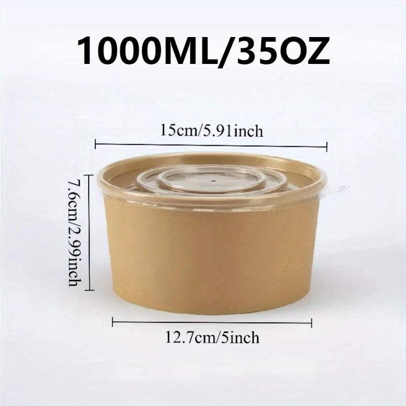Round Kraft Food Bowls with Lids