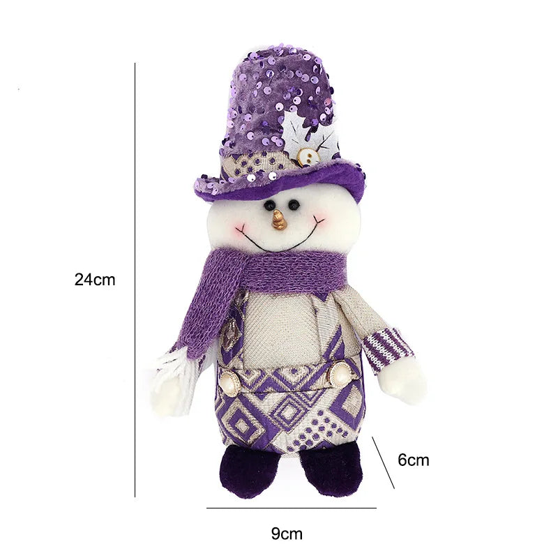 Purple Christmas Dolls Cute Plush Santa Claus Snowman Reindeer Doll Merry Christmas Decorations Kids Xmas Gifts Home Ornaments