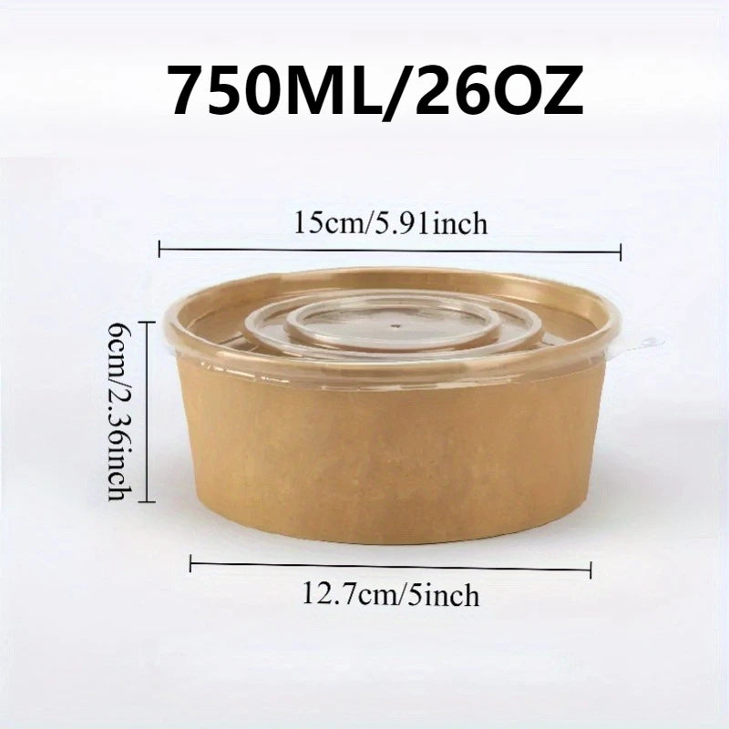 Round Kraft Food Bowls with Lids