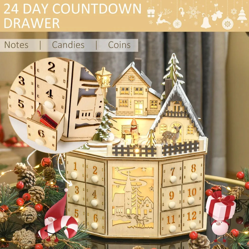 Wooden Musical Village Advent Calendar