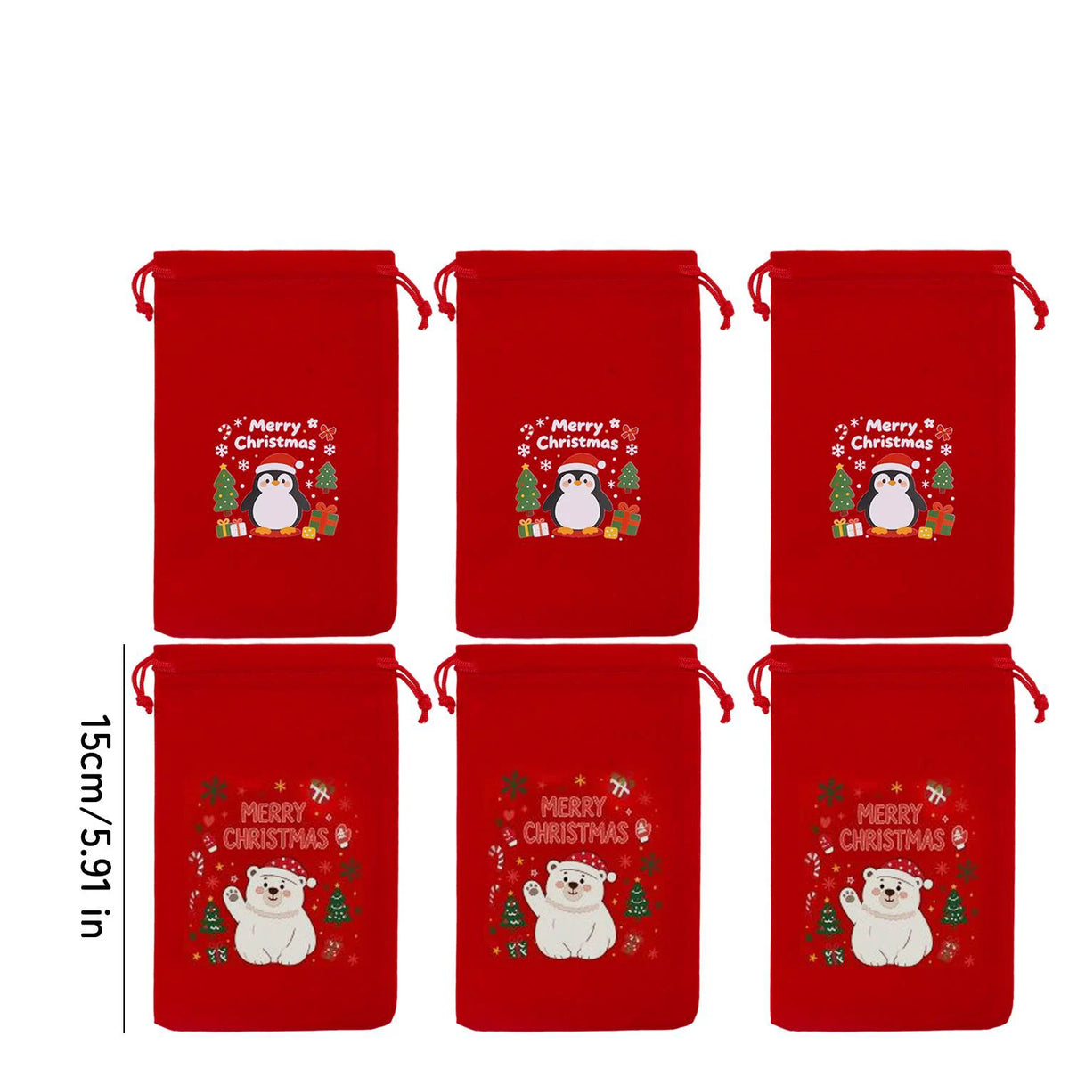 Red Velvet Drawstring Gift Bags