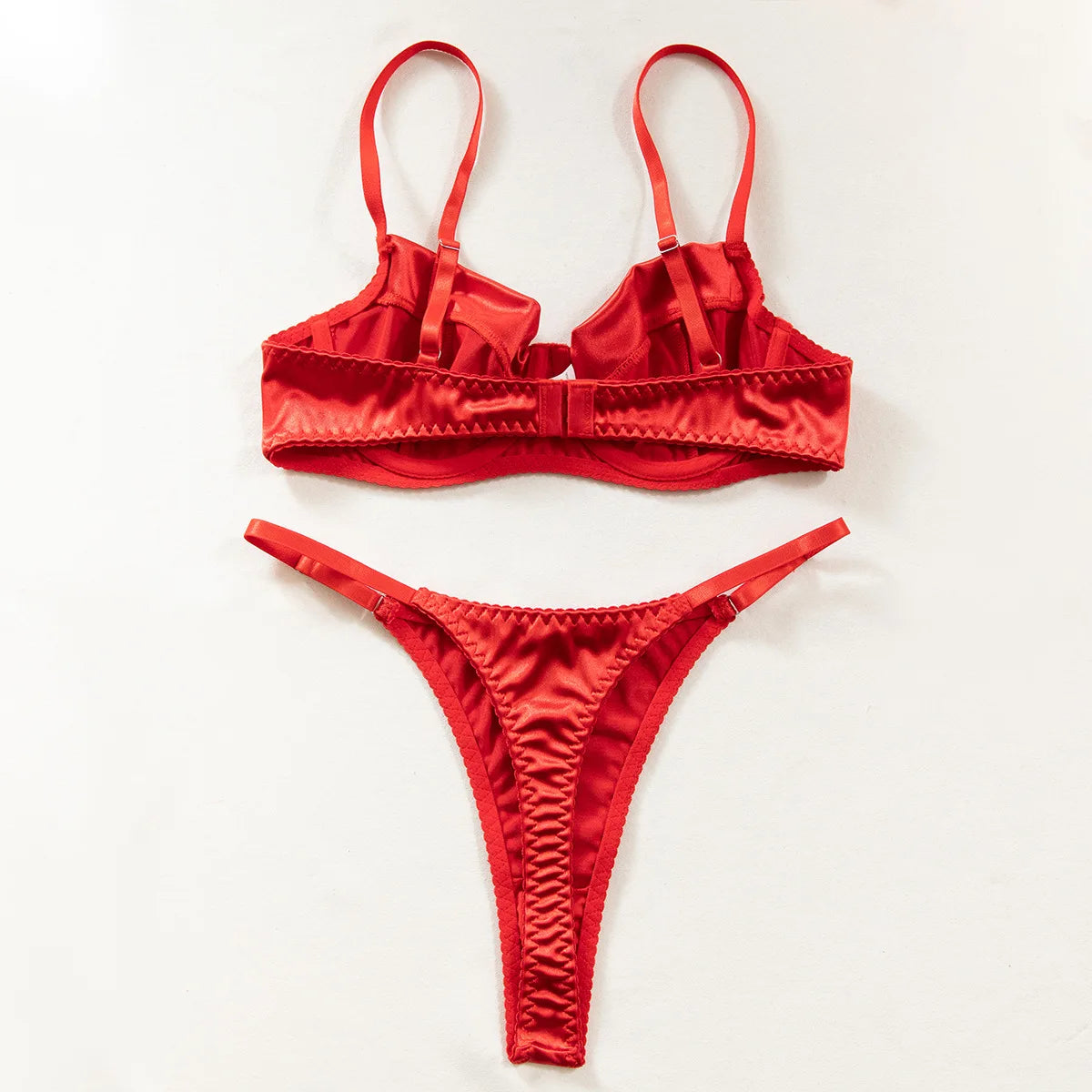 Satin Underwired Bra and Thong Set