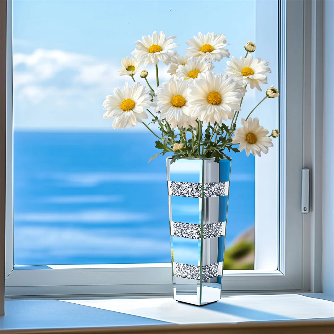 Silver Mirrored Decorative Vase