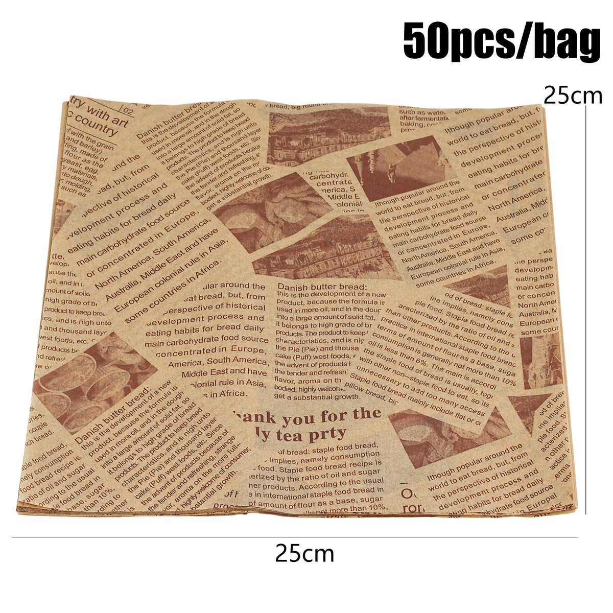 Newspaper-Print Greaseproof Food Wrapping Paper
