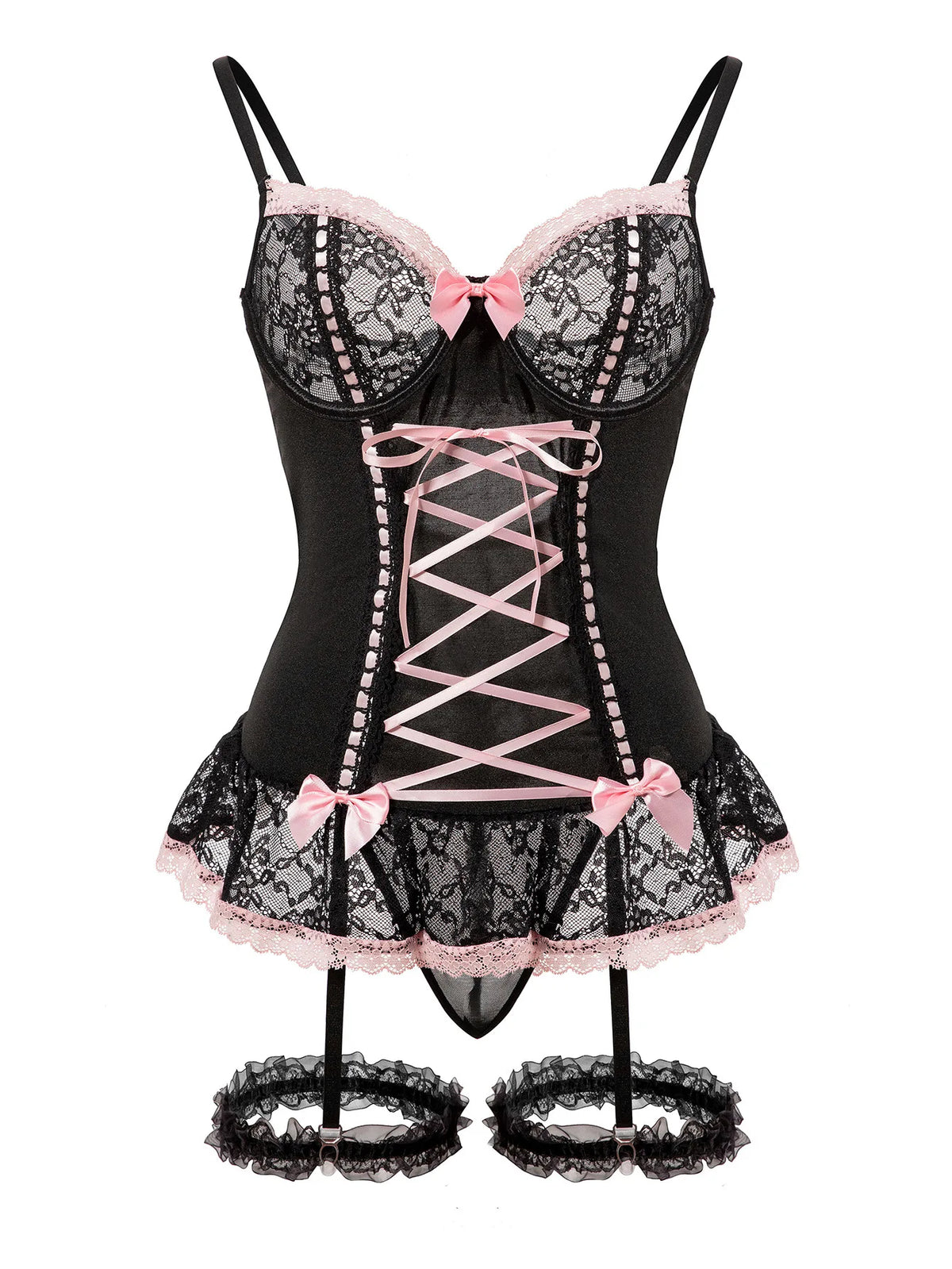 Women Sexy Lace Bow Erotic Set Thin Embroidery Lingerie Top Thong Set Underwear Pornos Suit Sexy Costumes