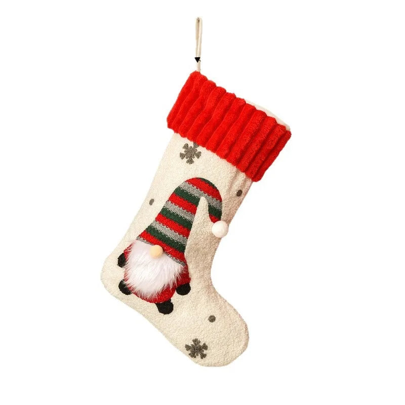 Gnome Christmas Stocking, Large Knitted Xmas Gift Sack for Fireplace Mantel Tree Home Holiday Party Indoor Ornament Decor
