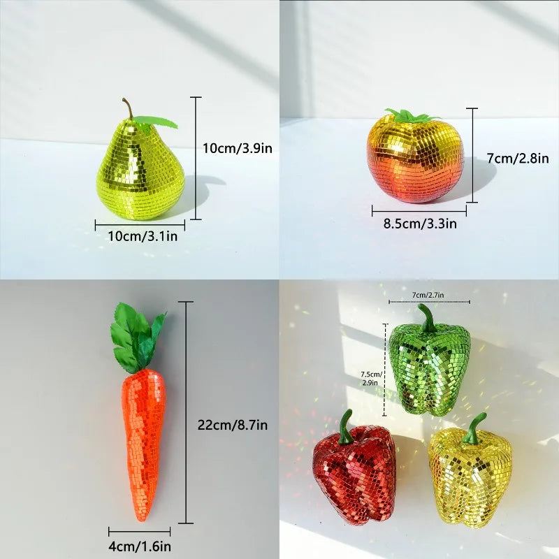 Mirrored Fruit and Vegetable Ornaments