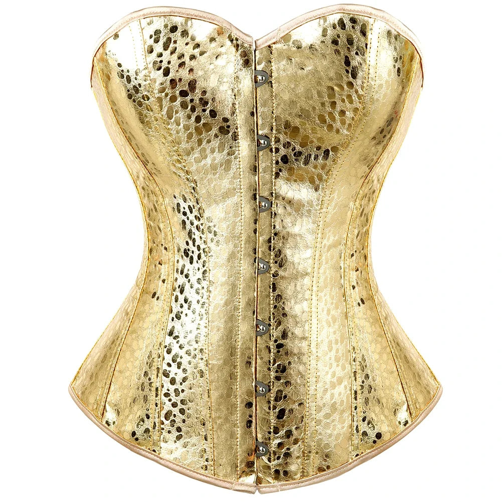 Faux Leather Lace-Up Overbust Corset