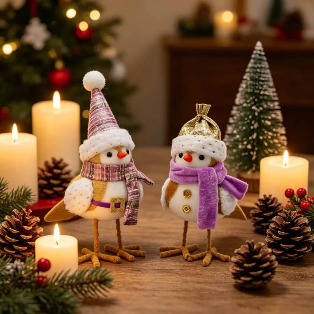 Felt Christmas Bird Figurines