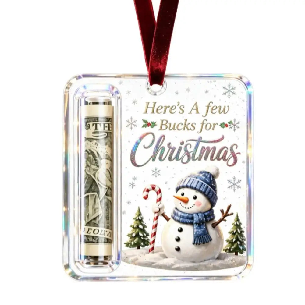 Acrylic Christmas Money Holder Cash Gift Box Christmas Tree Mantel Hanging Decoration Surprise Gift for Xmas Holiday Party Deco