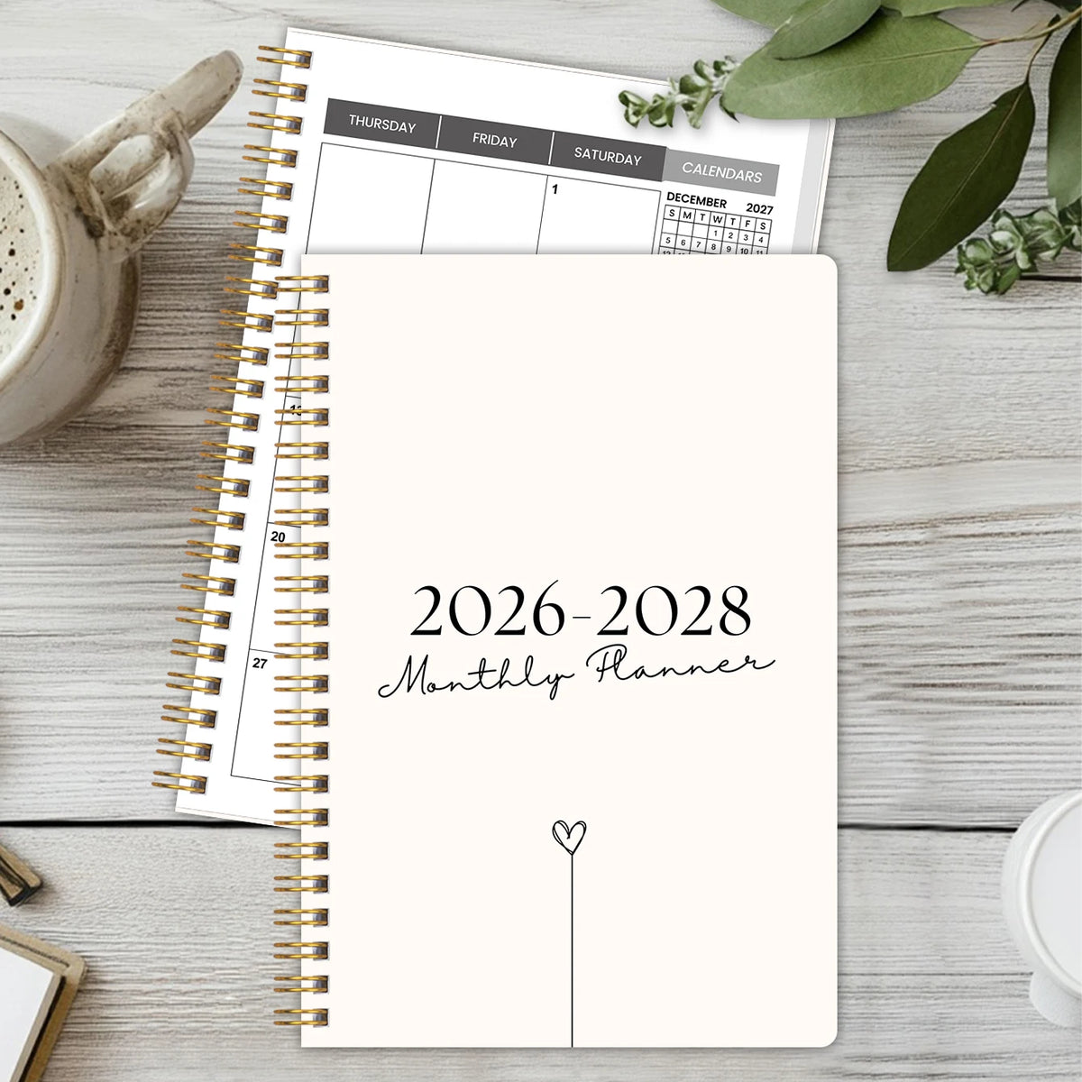 1PC A5 Two year calendar book Weekly & Monthly Planner –  Spiral Organizer with Calendar & Notes, School & Office Supplies