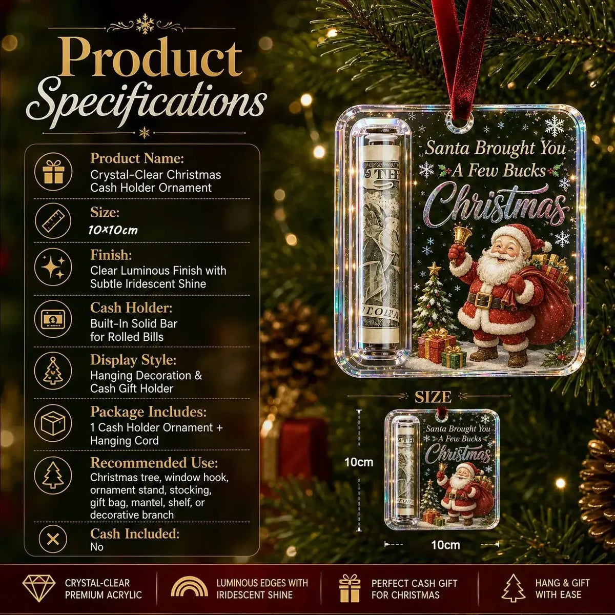 Acrylic Christmas Money Holder Ornament