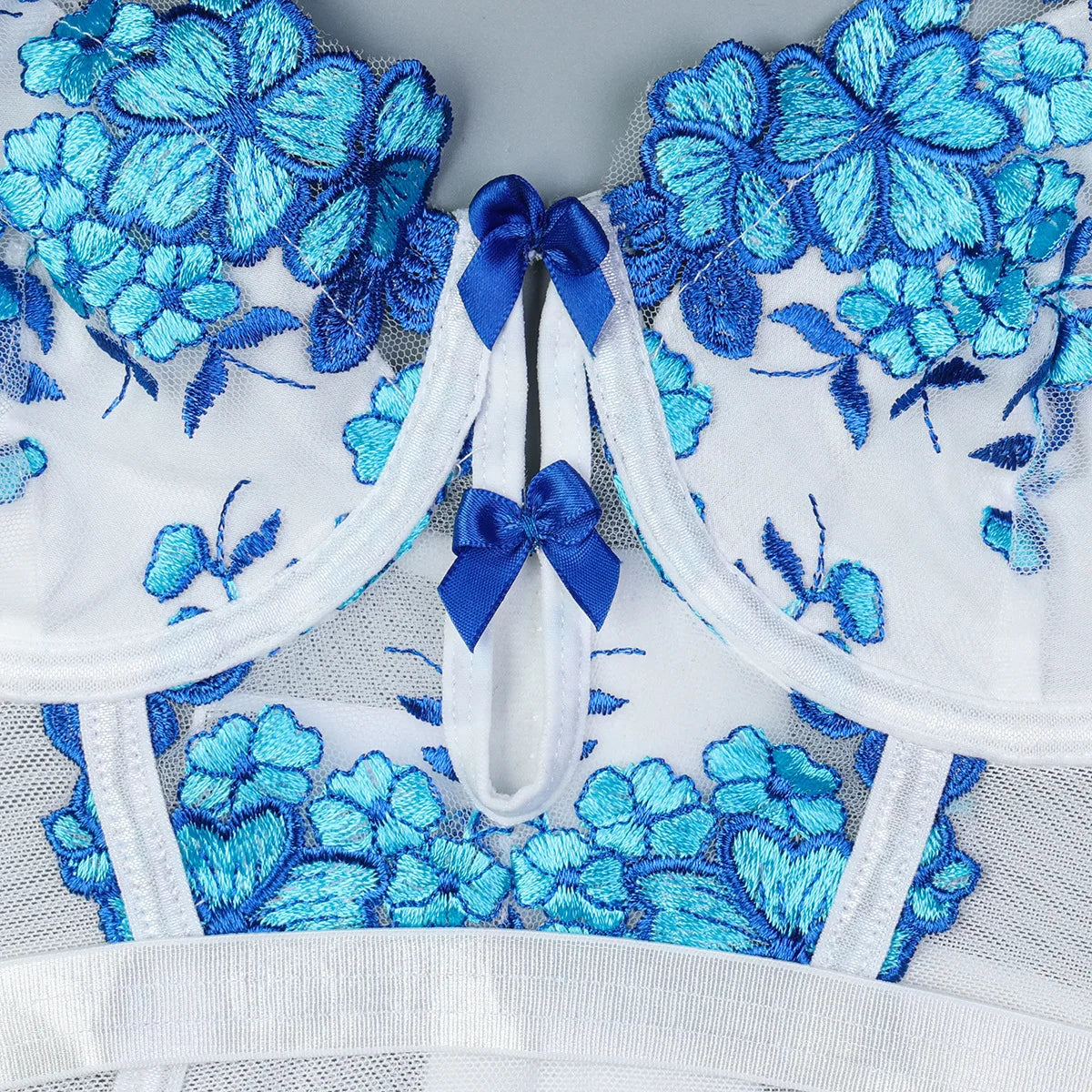 Flower Embroidery Erotic Set Women Lace Lingerie Set See Through Underwear Party Club Floral Sexy Costumes
