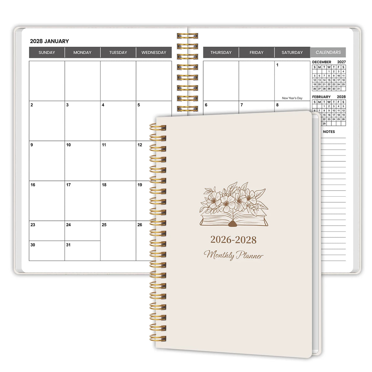 1PC A5 Two year calendar book Weekly & Monthly Planner –  Spiral Organizer with Calendar & Notes, School & Office Supplies