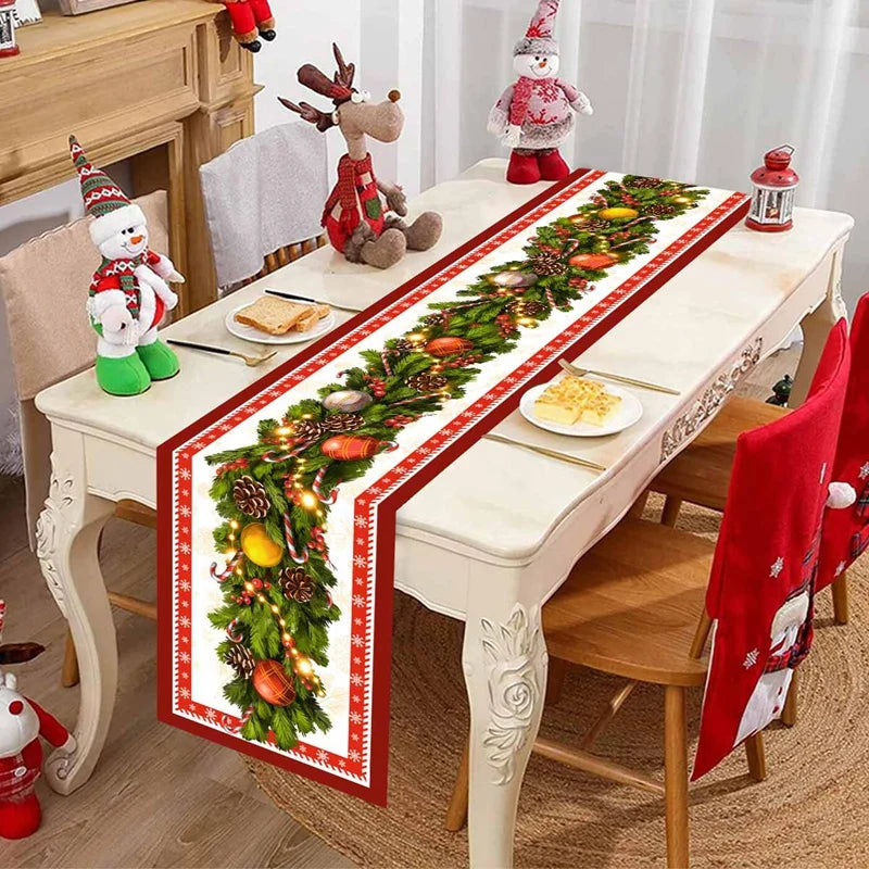 Santa Claus Christmas Table Runner Christmas Decorations For Home 2025 Xmas Table Flag Navidad Noel Gifts New Year Tablecloth