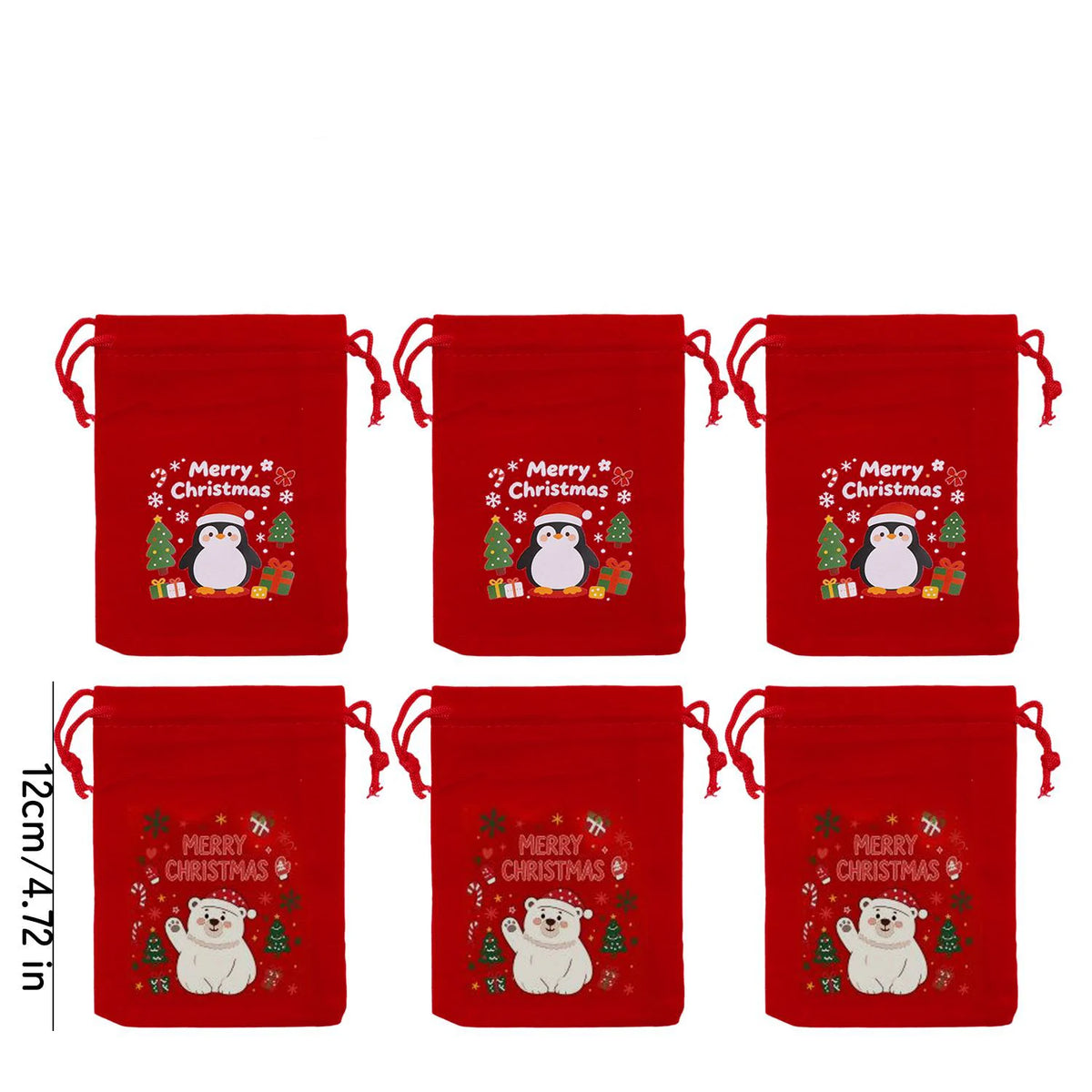 Red Velvet Drawstring Gift Bags