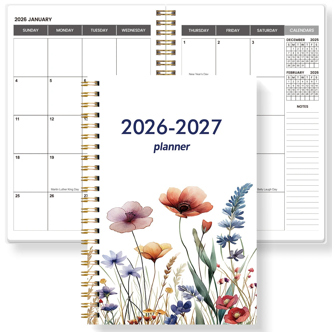 1PC A5 Two year calendar book Weekly & Monthly Planner –  Spiral Organizer with Calendar & Notes, School & Office Supplies