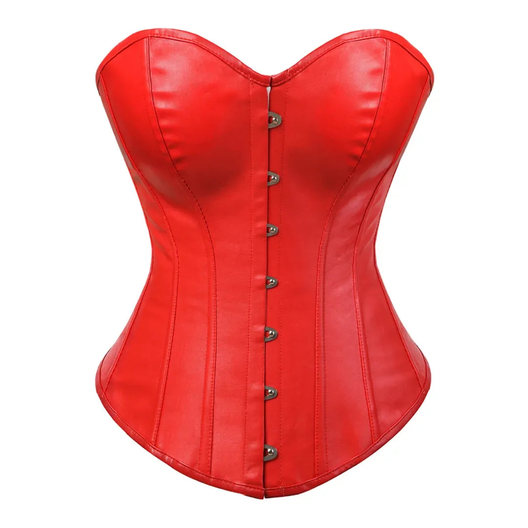 Faux Leather Lace-Up Overbust Corset