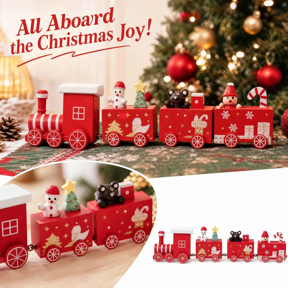 Four-Car Wooden Christmas Train