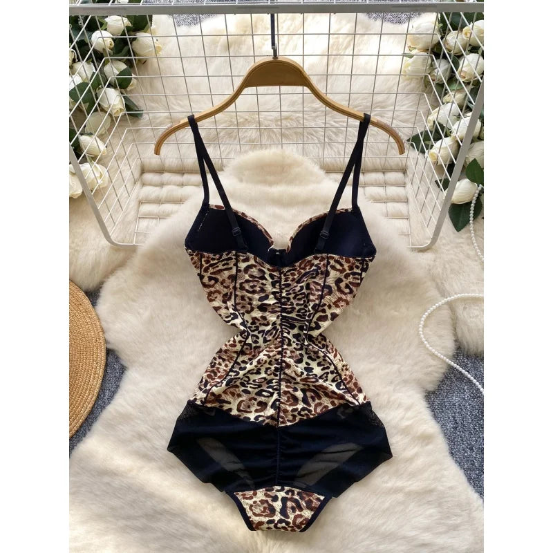 Leopard-Print Backless Bodysuit