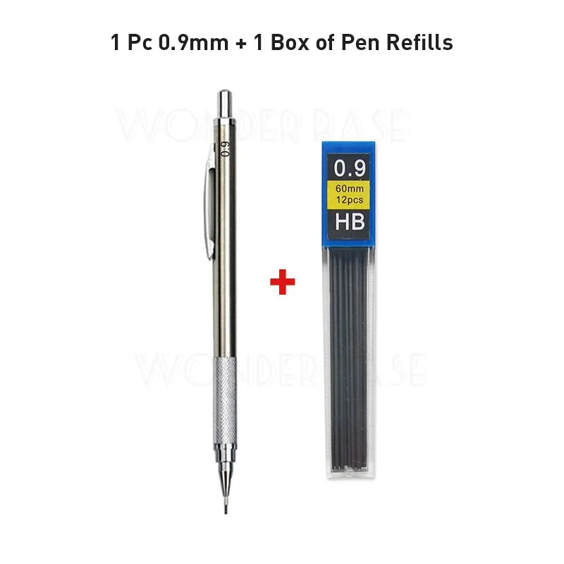 0.3 0.5 0.7 0.9 1.3 2.0 3.0mm Full Metal Mechanical Pencil Sketch Art Drawing Painting Propelling Pencil Office School Supply