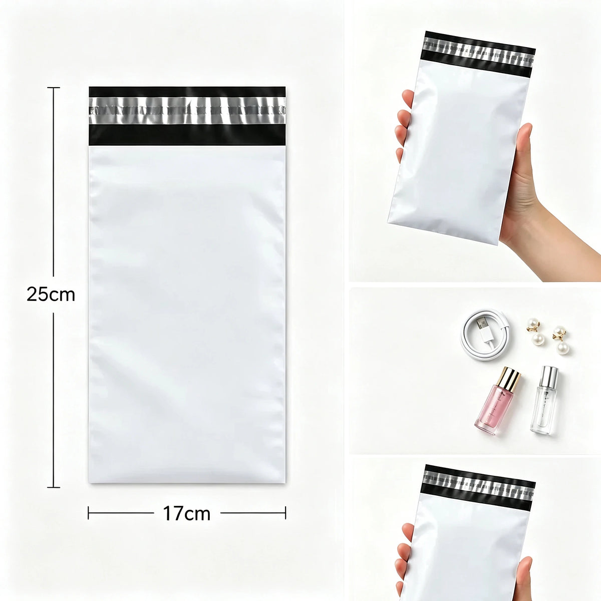 Grey and White Mailing Bags – 50 Pack