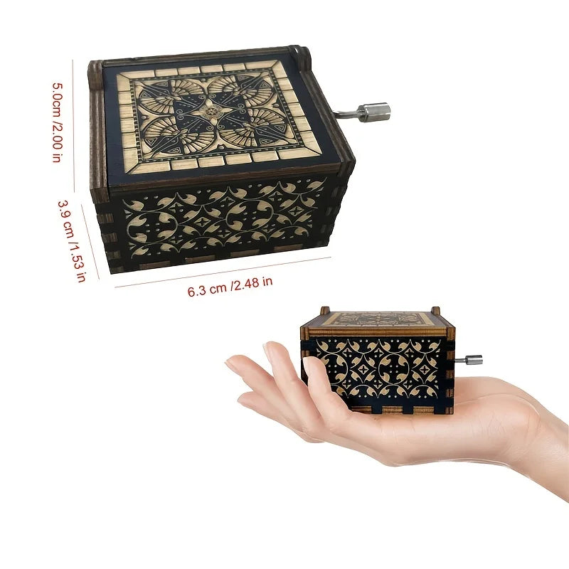 Hand-Cranked Wooden Christmas Music Box