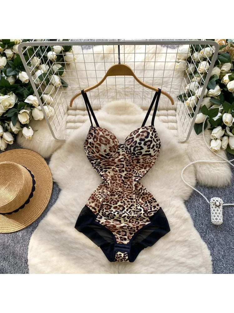 Leopard-Print Backless Bodysuit