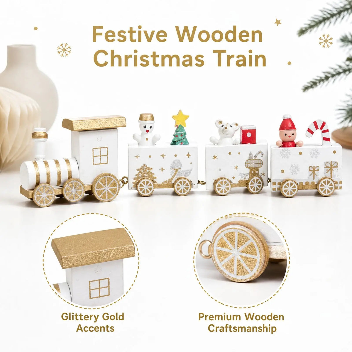Four-Car Wooden Christmas Train