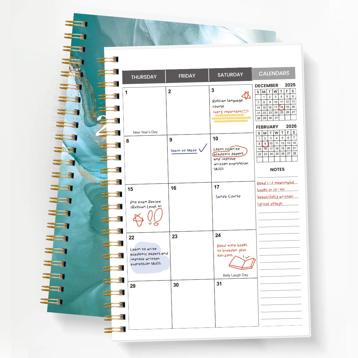 2026-2027 A5 Weekly & Monthly Planner – Jan 2026 to Dec 2027 Spiral Organizer with Calendar & Notes, School & Office Supplies